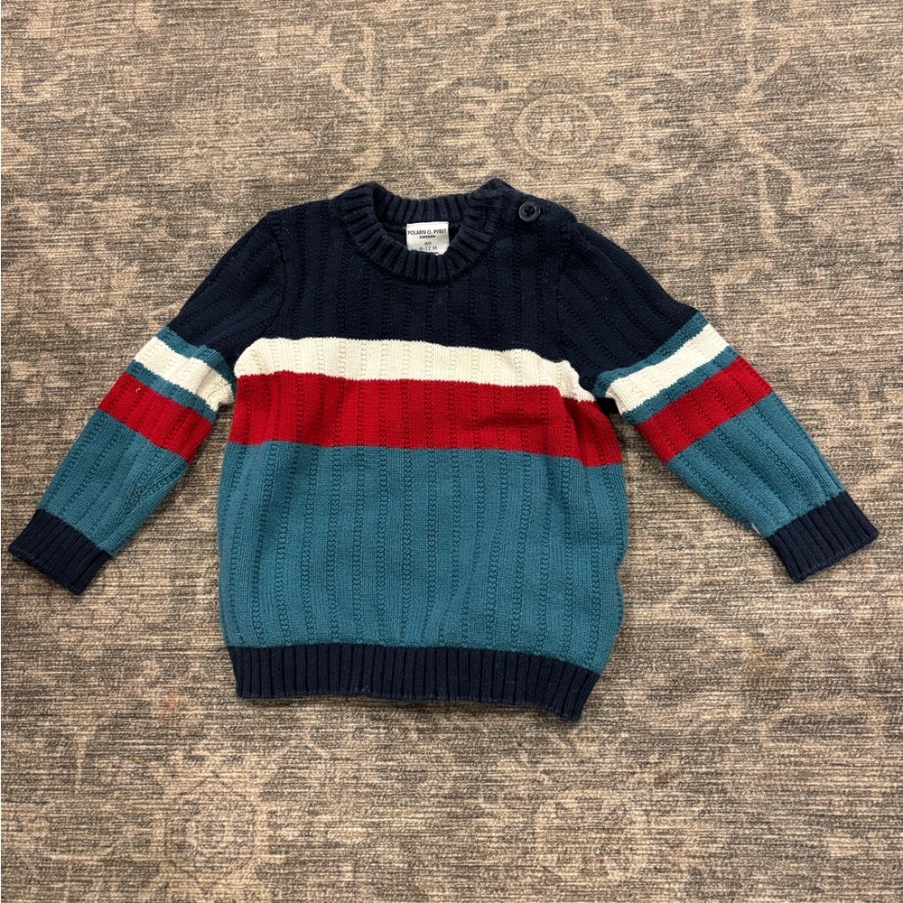 Polarn O. Pyret Striped Knit Sweater 100% Cotton 9-12 m